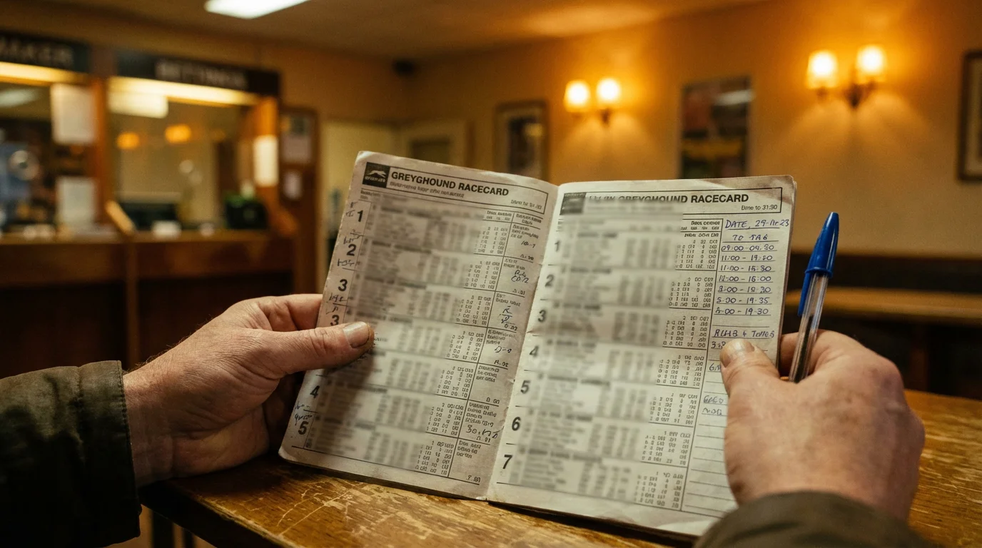 Monmore Green greyhound racecard showing trap numbers, form figures and sectional times